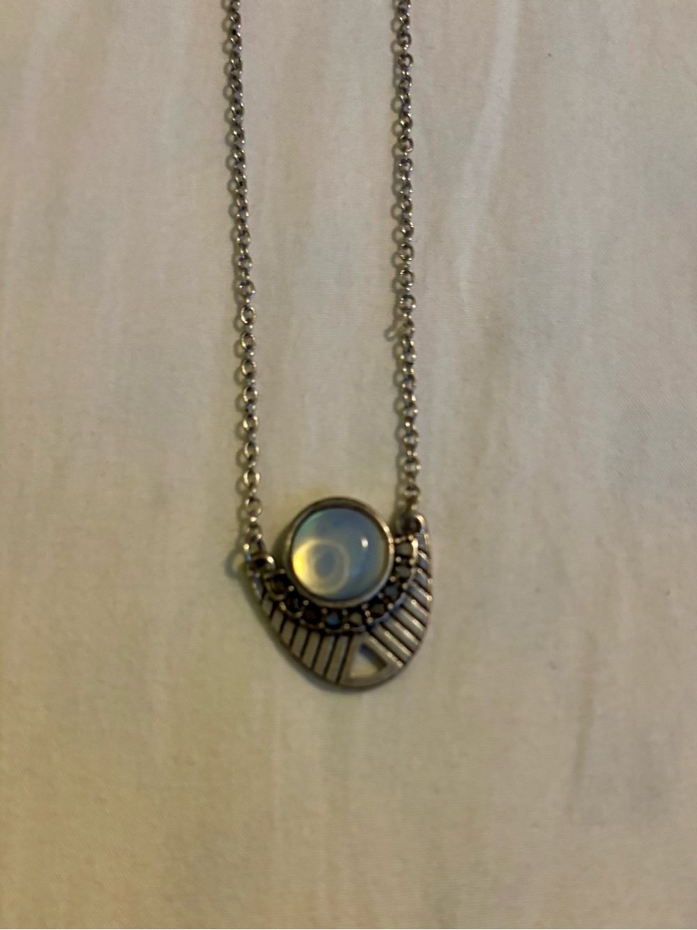 Silver-Tone Moonstone Pendant Necklace - Women Jewelry
